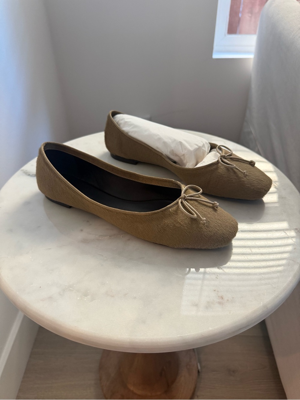 KHAITE Charlotte Ballerina Flats in Barley Haircalf (never worn) - Picture 5 of 9